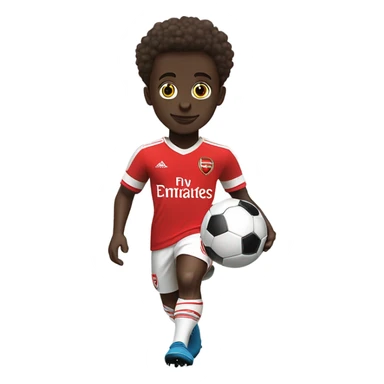 Cute, dribbling Bukayo Saka with arsenal uniform sticker