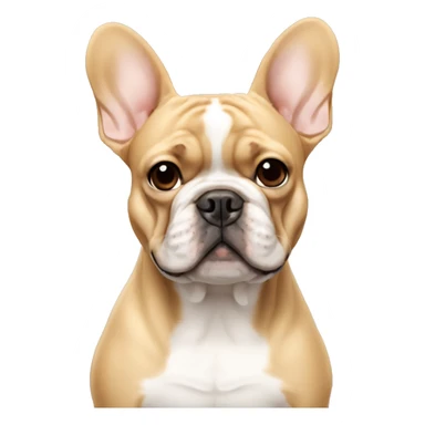 Tan French bulldog with a white man sticker