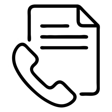 minimal icon of a phone symbol with paper and writing lines, no color, no fill sticker