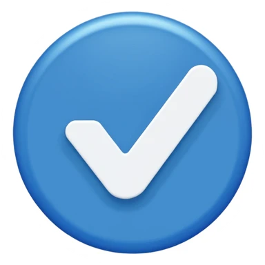 A blue circle with a white tick in the middle  sticker