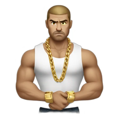Russian male angry thug wearing gold chain sticker