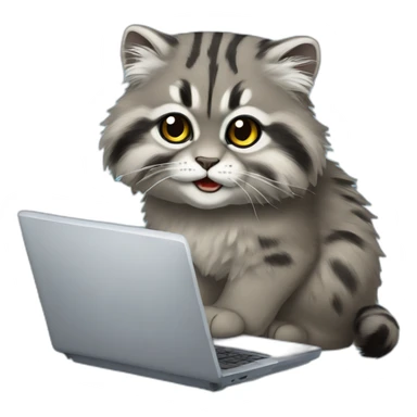 Pallas cat working with laptop sticker