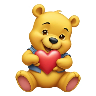 Winnie the Pooh holding a heart  sticker