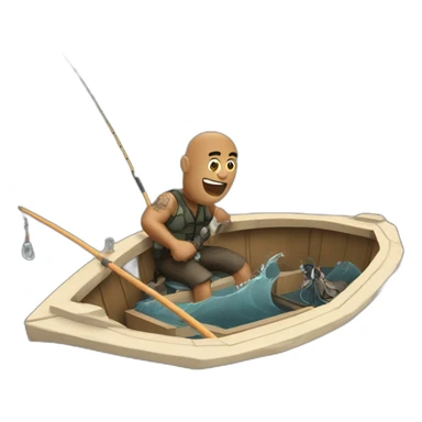 The rock fishing inside a boat sticker