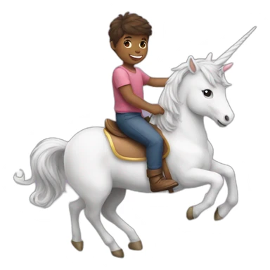 a boy riding a unicorn sticker
