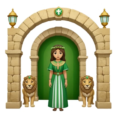 Andalousie drapeau 2 bande verte qui et une bande blanche au milieu avec une femme avec 1 lion de chaque coter d’elle sous un arc en pierre  sticker