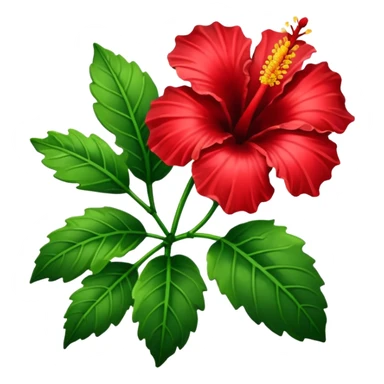 red hibiscus with green leaves sticker