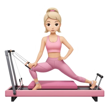 pilates beige reformer girl with pink set of clothes.  sticker