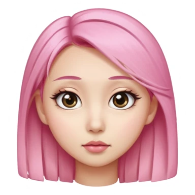 An Asian girl with pink-blonde hair, big eyes, thick eyebrows, and long eyelashes; only her head... sticker