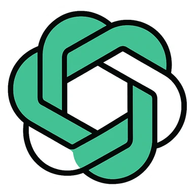 modern minimal GPT icon, green and white, tech logo style sticker