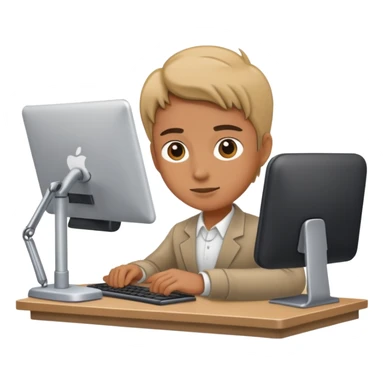 persona trabajando sola en un escritorio sticker