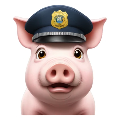 Pig wearing cop hat sticker