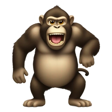 Big fat monkey with sharp teeth standing upright sticker