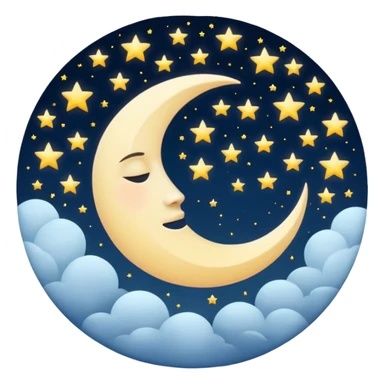 tranquil night sky, moon and twinkling stars, circular emoji avatar, moon without any face sticker