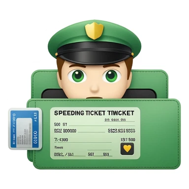 speeding fine, green sticker