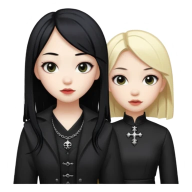 Asian girl black hair and blonde white girl dressed goth sticker