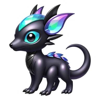 Modern futuristic Iridescent black dark fakemon-creature sticker