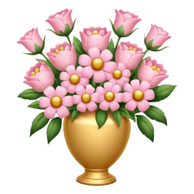 Pastel Pink Flowers Bouquet Golden Huge In a Vase sticker
