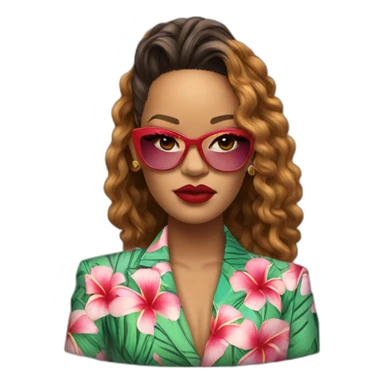 rihanna wearing a hawaii suit hyperrealistic sticker