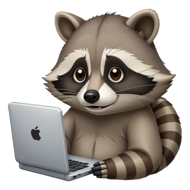 lazy raccoon sleepy￼ at computer sticker