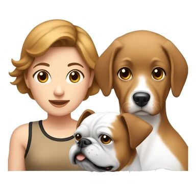 Lady with 2 boxers dogs 1 back and white and 1 tan and white  sticker