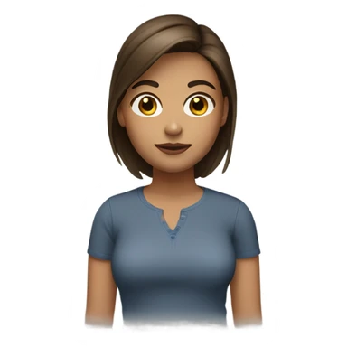 young woman a little overweighted with medium straight brown hair and brown eyes with full lips sticker