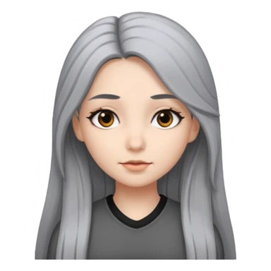 girl with black eyes and long black and gray hair sticker