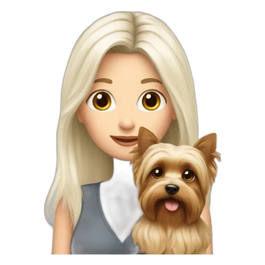 White-Lady-longhair-with-yorkie-on-hand sticker