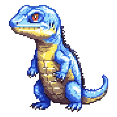 blue tongue lizard, pixel art style sticker