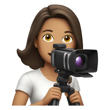 Brunette Woman with a shoulder video camera sticker