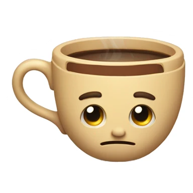 A cute emoji offering a cup of coffee or tea with a tired but determined expression. sticker