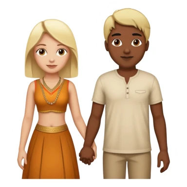 Indian man and blonde woman holding hands sticker