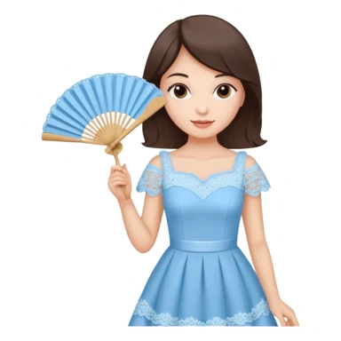 pastel blue holding fan with lace sticker