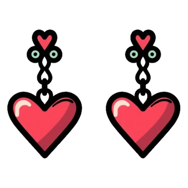 cute heart-shaped earrings with decorative elements sticker