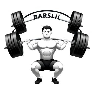 Powerlifting emblem featuring a stylized barbell with heavy weights, bold and strong font, dynamic lines, and muscular silhouette. Clean, modern, and impactful design, suitable for representing the strength and power of the sport. Transparent background. sticker