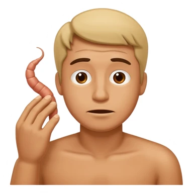 A sad man doing the worm sticker