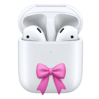 AirPods with a pink bow sticker