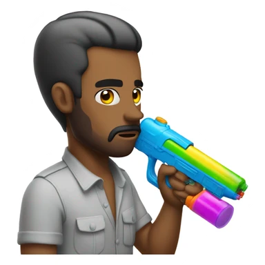 man with a water gun to his head sticker