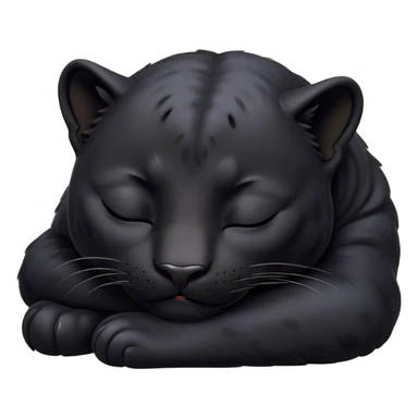 Meme-Worthy cute Sleeping Panther Portrait Emoji, Head resting peacefully with a contented smile, showcasing a luxuriously sleek form and eyes gently closed in serene slumber, Simplified yet comically adorable features, highly detailed, glowing with a soft, drowsy dark light, high shine, relaxed and utterly lovable, stylized with an air of playful laziness, bright and heartwarming, soft glowing outline, capturing the essence of a sleeping panther that feels destined to become the next viral icon of adorable rest! sticker