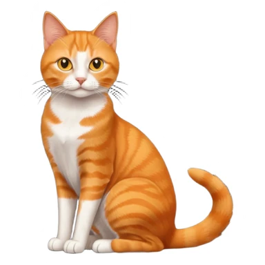 full body solid orange domestic shorthair slim cat with yellow/orange eyes sitting sticker