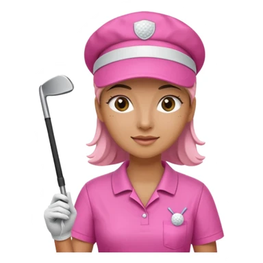Female golfer wearing pink scrubs sticker