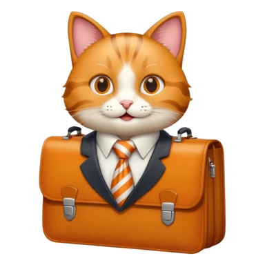 happy cat with a striped tie and briefcase sticker