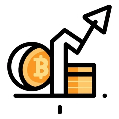 minimalist expense app icon with single coin and upward arrow sticker