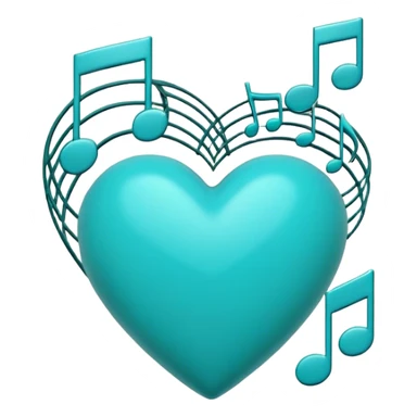 Turquoise heart and notes sticker