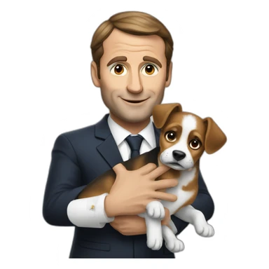 macron hold a dog sticker
