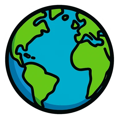 cartoonish planet earth sphere with bright colors, no background sticker