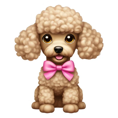 beige poodle with pink bow sticker