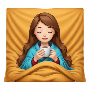 brown-haired white girl inside a blanket sipping coffee eyes closed sticker