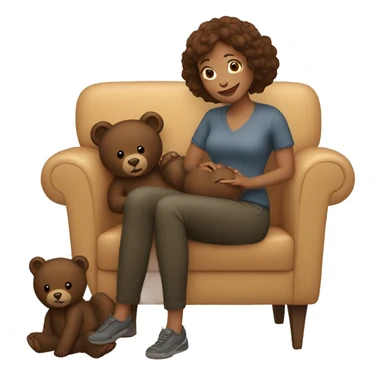 Woman sitting on a couch with brown bears  sticker