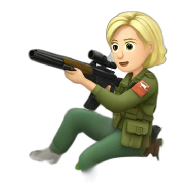 Realistic Marine Lepen shooting trees sticker